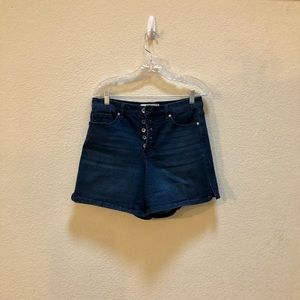 High-rise denim button fly shorts